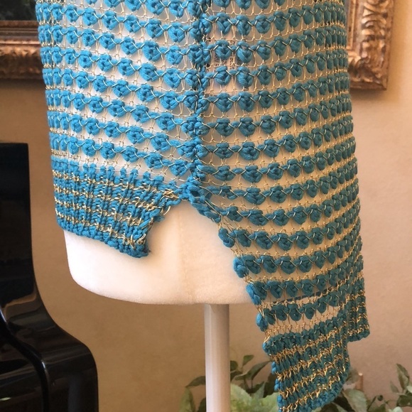 NWT ADORE Turquoise Silver Chain Link Crochet Layering Top Vest Women’s Small - Picture 8 of 16